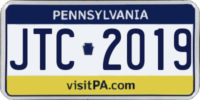PA license plate JTC2019