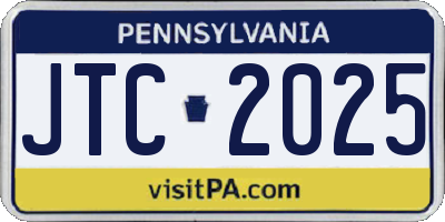 PA license plate JTC2025