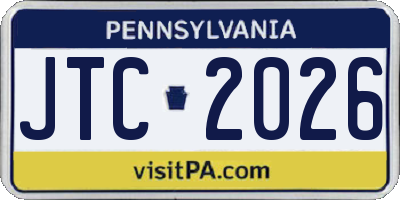 PA license plate JTC2026