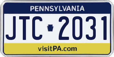 PA license plate JTC2031