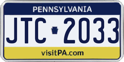 PA license plate JTC2033