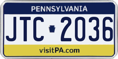 PA license plate JTC2036
