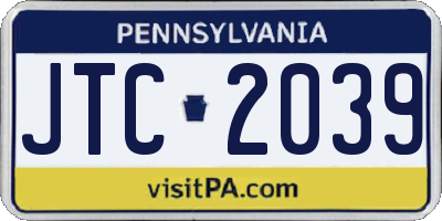 PA license plate JTC2039