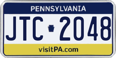 PA license plate JTC2048
