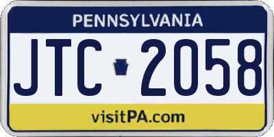 PA license plate JTC2058