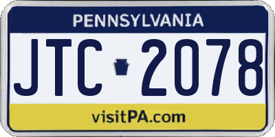 PA license plate JTC2078