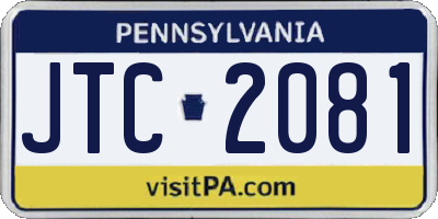 PA license plate JTC2081