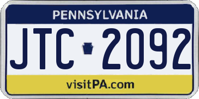 PA license plate JTC2092