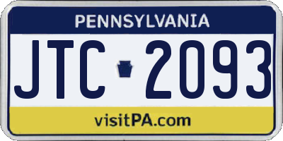 PA license plate JTC2093