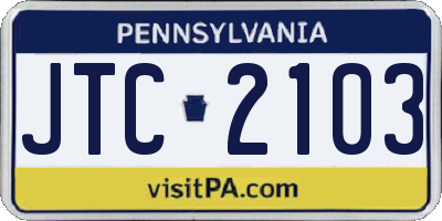 PA license plate JTC2103