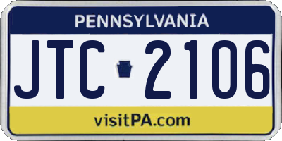 PA license plate JTC2106
