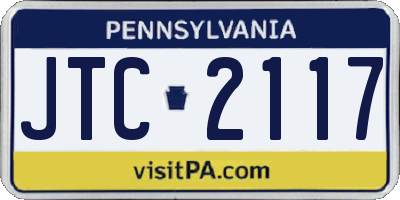 PA license plate JTC2117