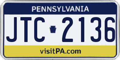PA license plate JTC2136