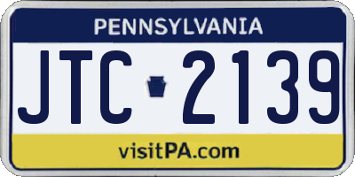 PA license plate JTC2139