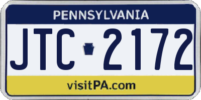 PA license plate JTC2172