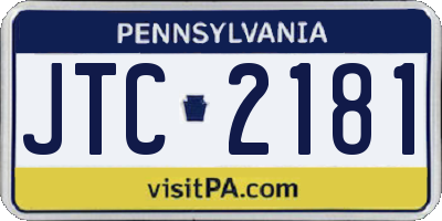 PA license plate JTC2181