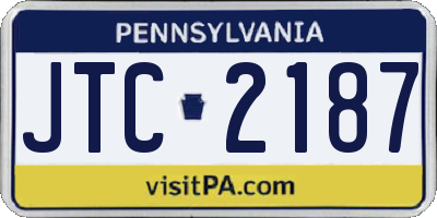 PA license plate JTC2187