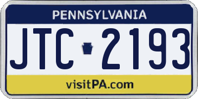 PA license plate JTC2193