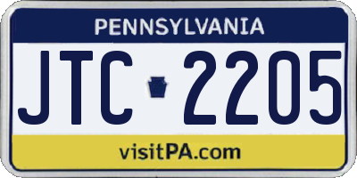 PA license plate JTC2205