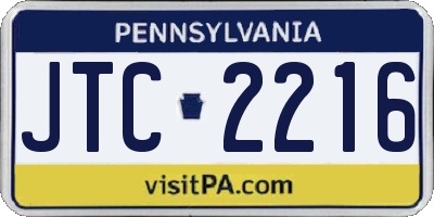 PA license plate JTC2216