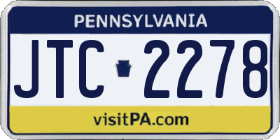 PA license plate JTC2278