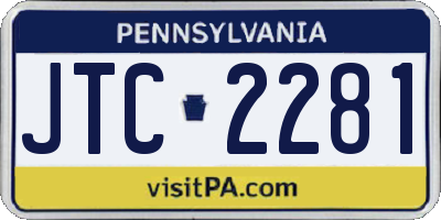 PA license plate JTC2281