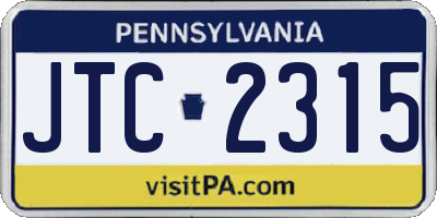 PA license plate JTC2315