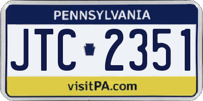 PA license plate JTC2351