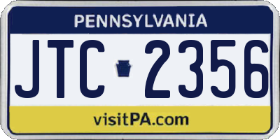 PA license plate JTC2356