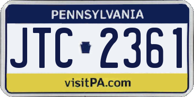 PA license plate JTC2361
