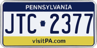 PA license plate JTC2377