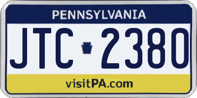 PA license plate JTC2380