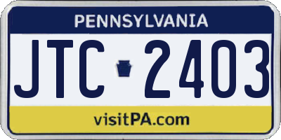 PA license plate JTC2403