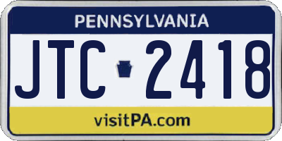 PA license plate JTC2418