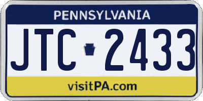PA license plate JTC2433
