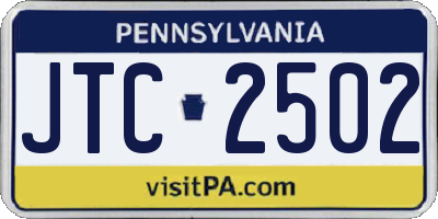 PA license plate JTC2502