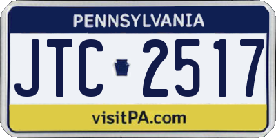 PA license plate JTC2517