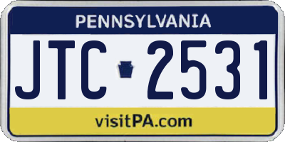 PA license plate JTC2531