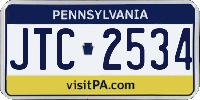 PA license plate JTC2534