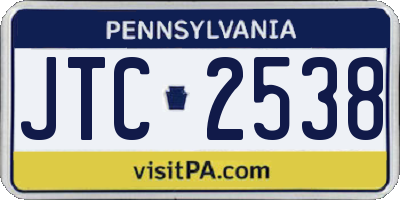 PA license plate JTC2538