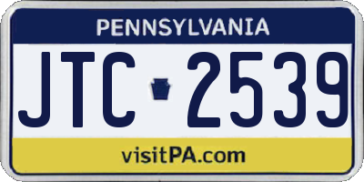 PA license plate JTC2539