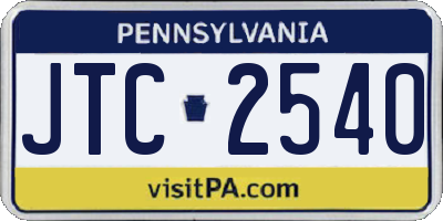 PA license plate JTC2540
