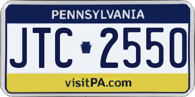PA license plate JTC2550