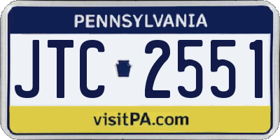 PA license plate JTC2551