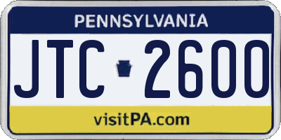 PA license plate JTC2600