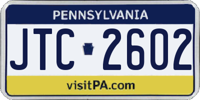 PA license plate JTC2602