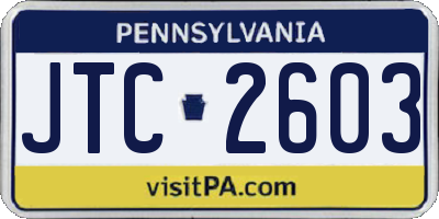 PA license plate JTC2603