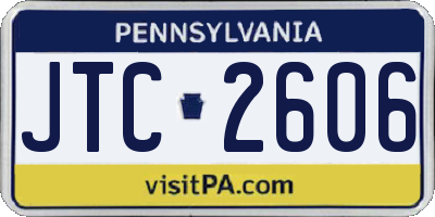 PA license plate JTC2606