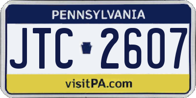 PA license plate JTC2607