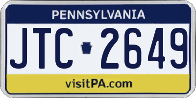 PA license plate JTC2649